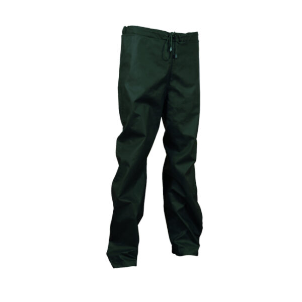 completo impermeabile composto da giacca e pantalone, interamente fatto in pvc, chiusura con bottoniu automatici e zip, i pantaloni hanno una coulisse per la chiusura in vita